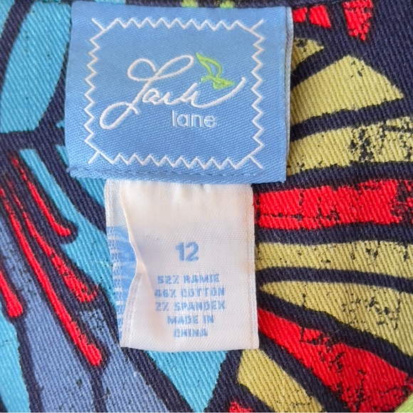 🌺 Multi-Color Floral Tropical Print Denim Jacket Resort Wear Vacation Chic Sz 12 - Picture 13 of 15